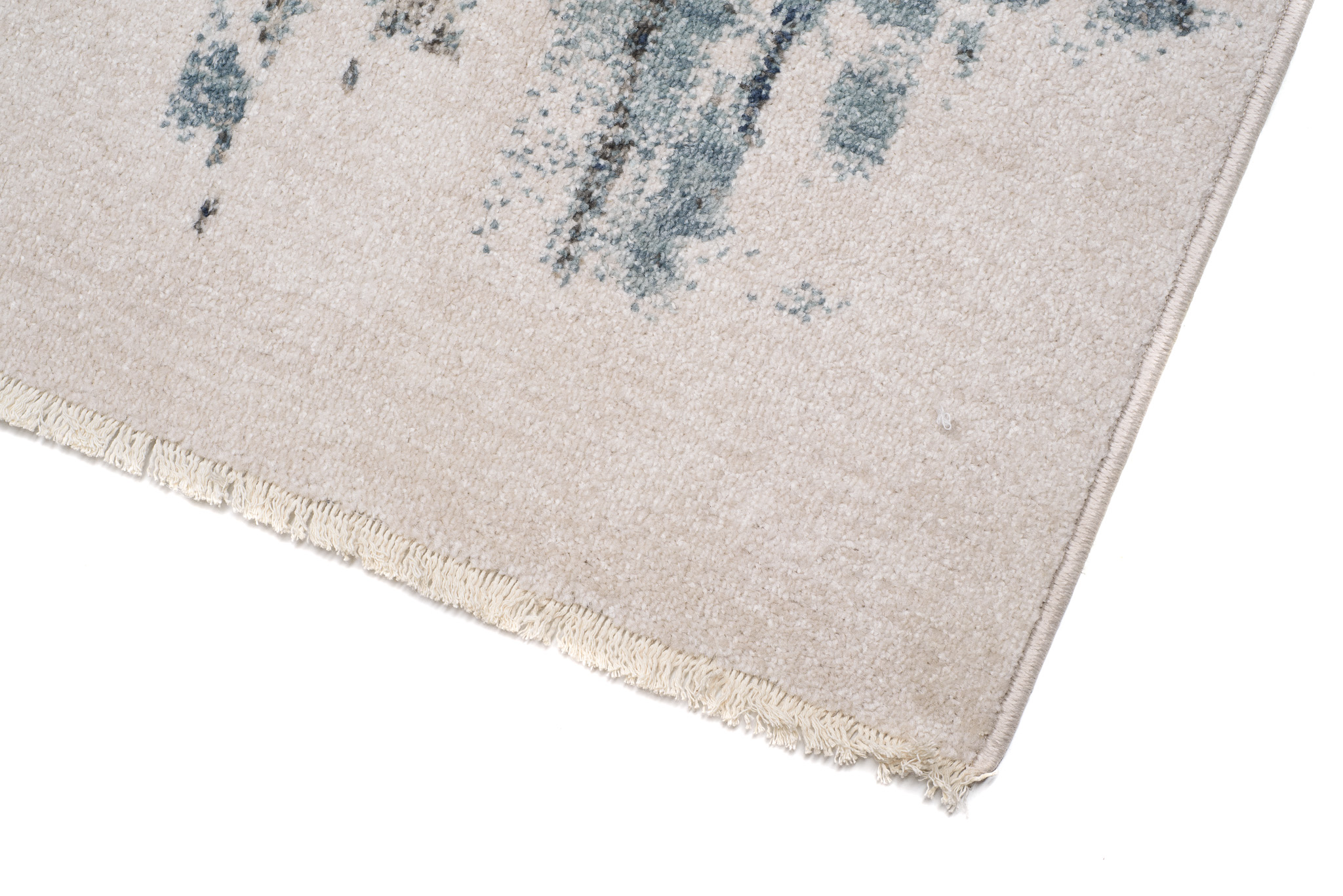 Tappeto Rivoli Astratto Crema Blu con Frange