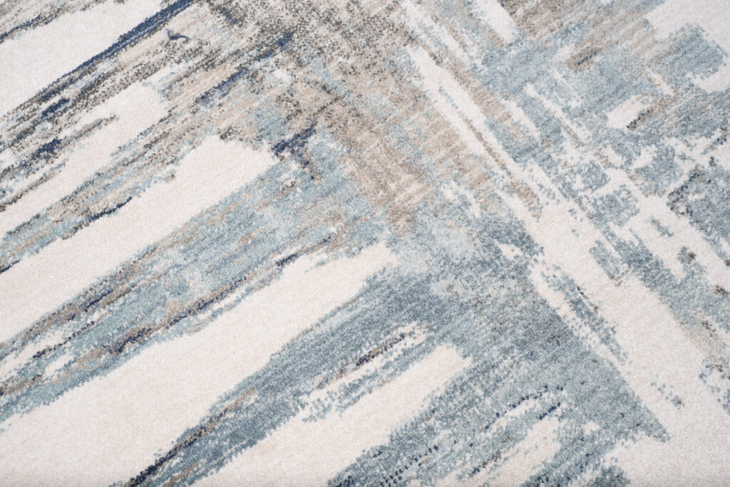 Tappeto Rivoli Astratto Crema Blu con Frange