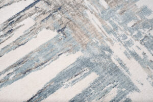 Tappeto Rivoli Astratto Crema Blu con Frange