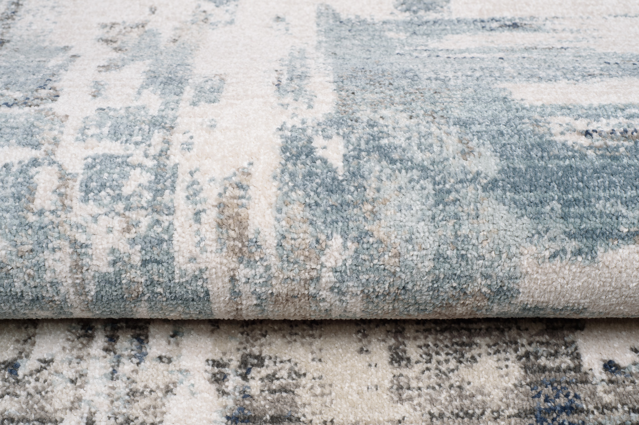 Tappeto Rivoli Astratto Crema Blu con Frange