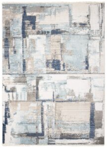 Tappeto Rivoli Grigio Blu Astratto con Frange
