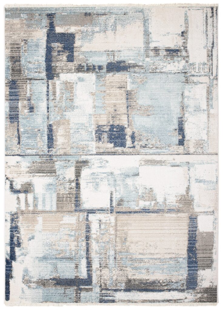 Tappeto Rivoli Grigio Blu Astratto con Frange