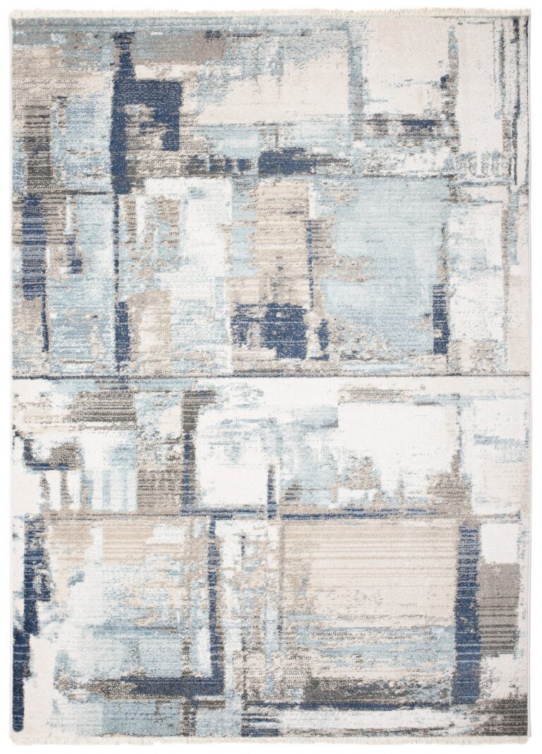 Tappeto Rivoli Grigio Blu Astratto con Frange