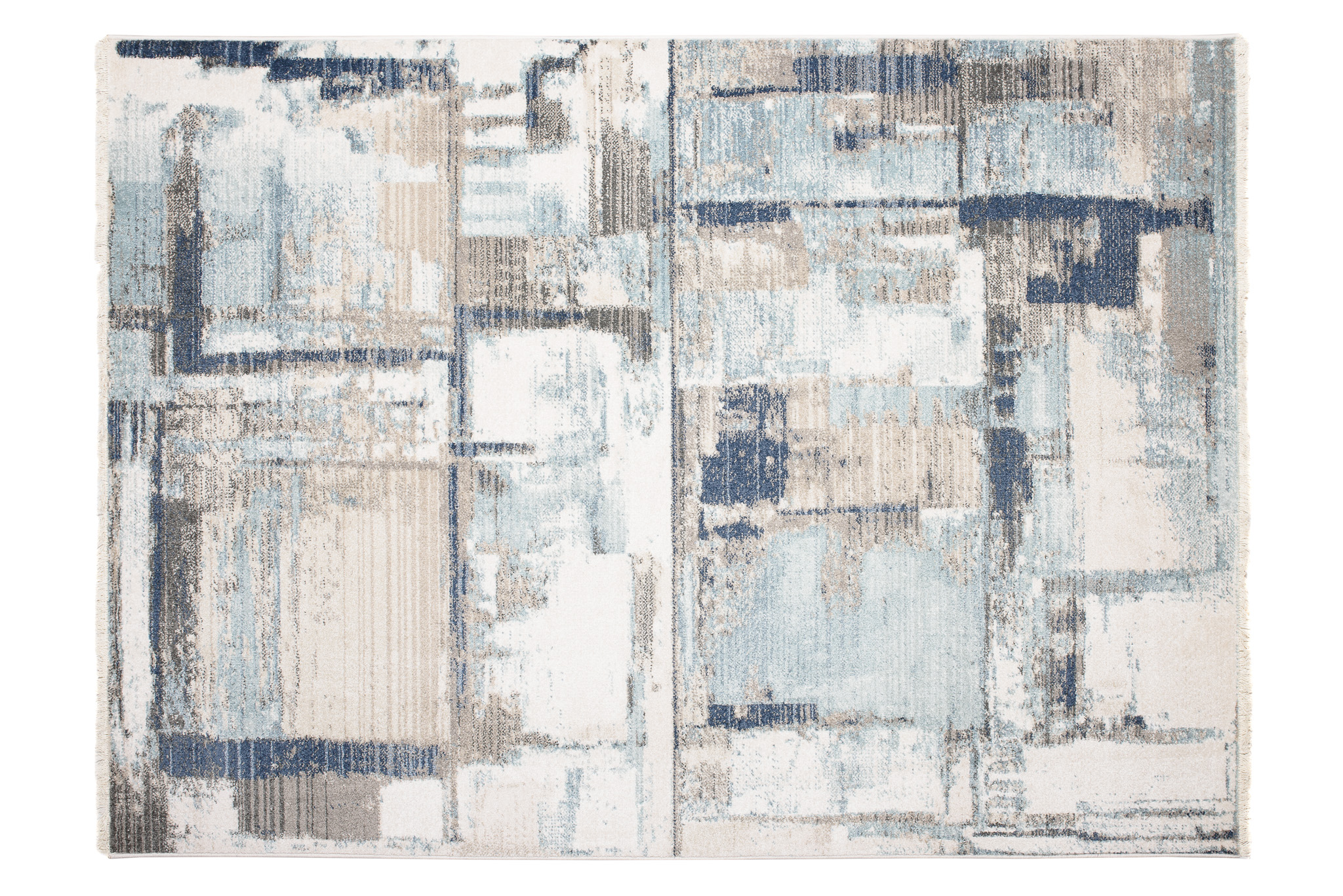 Tappeto Rivoli Grigio Blu Astratto con Frange