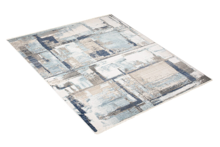 Tappeto Rivoli Grigio Blu Astratto con Frange