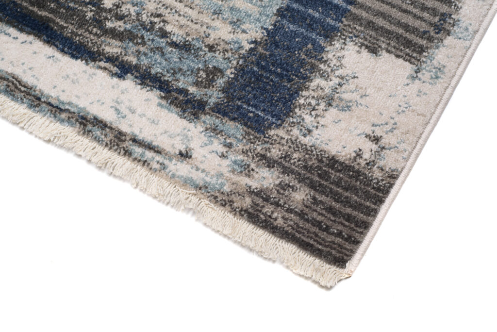 Tappeto Rivoli Grigio Blu Astratto con Frange