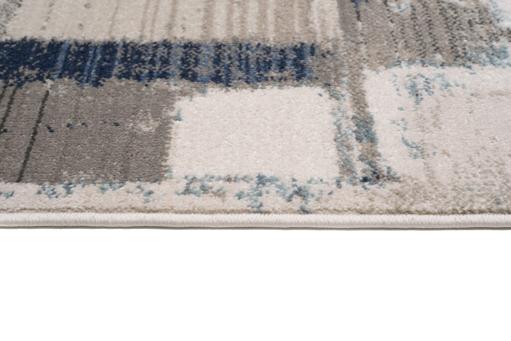 Tappeto Rivoli Grigio Blu Astratto con Frange