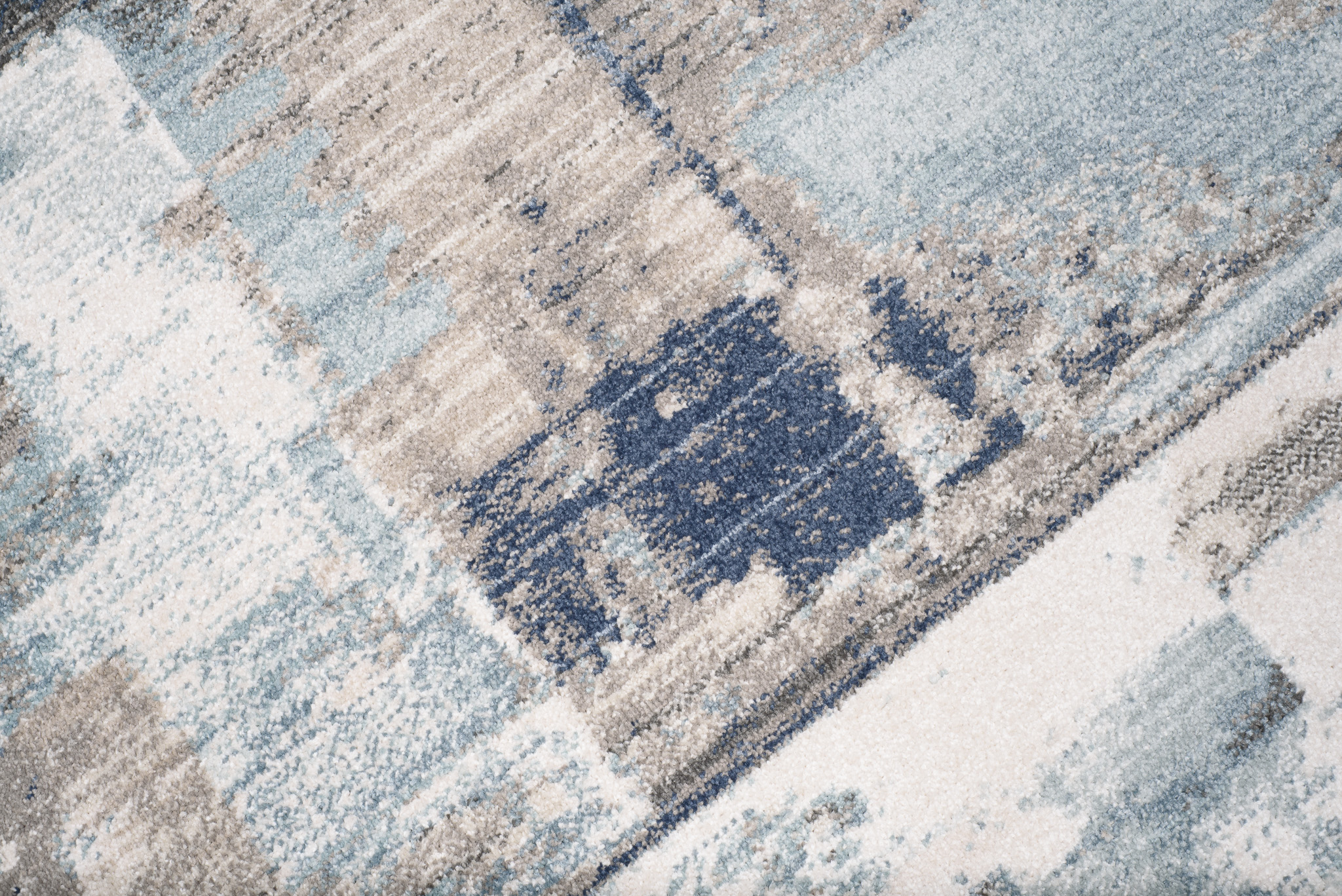 Tappeto Rivoli Grigio Blu Astratto con Frange