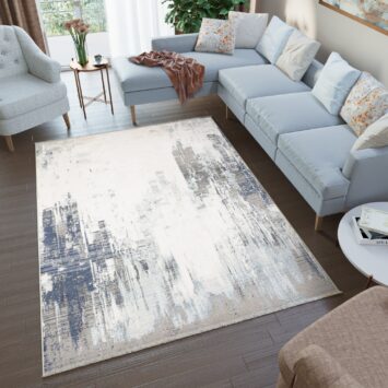 Tappeto Rivoli Crema Blu Sfumature con Frange