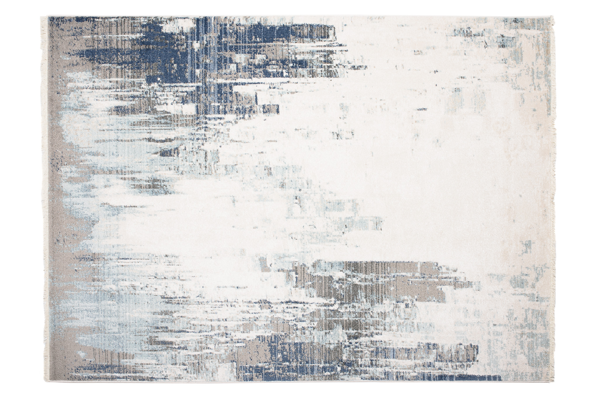 Tappeto Rivoli Crema Blu Sfumature con Frange