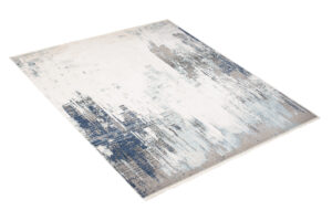 Tappeto Rivoli Crema Blu Sfumature con Frange