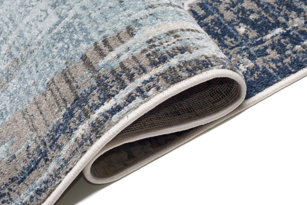 Tappeto Rivoli Crema Blu Sfumature con Frange