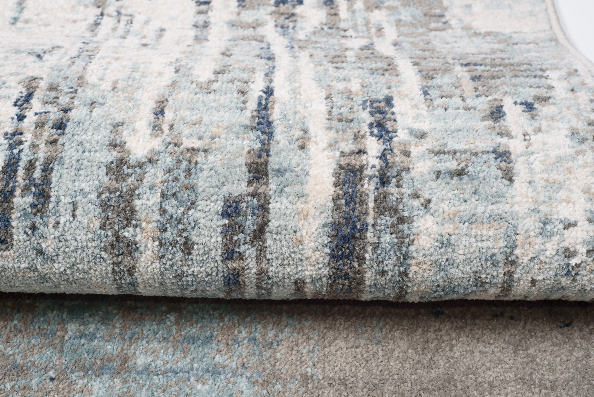 Tappeto Rivoli Crema Blu Sfumature con Frange