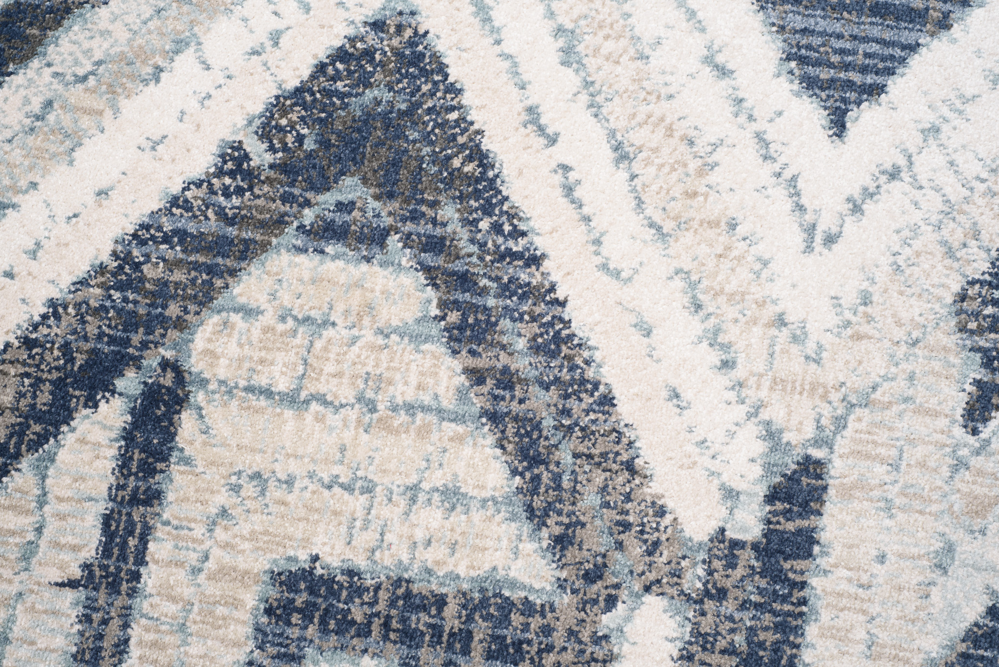 Tappeto Rivoli Crema Blu Geometrico con Frange