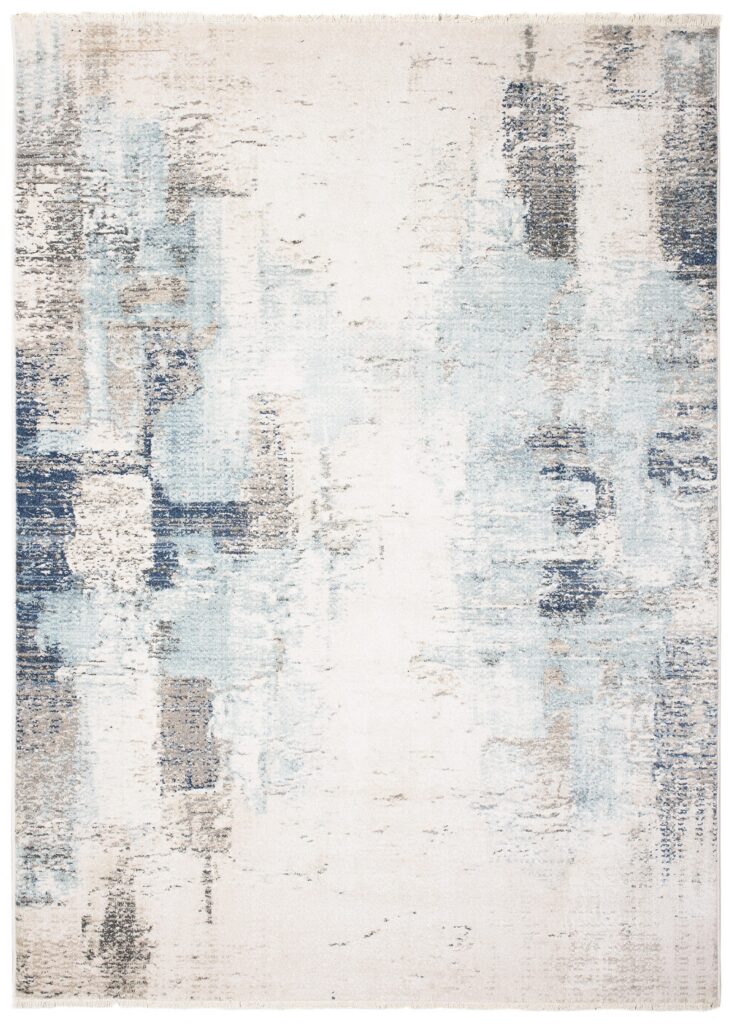 Tappeto Rivoli Crema Blu Chiaro Moderno con Frange