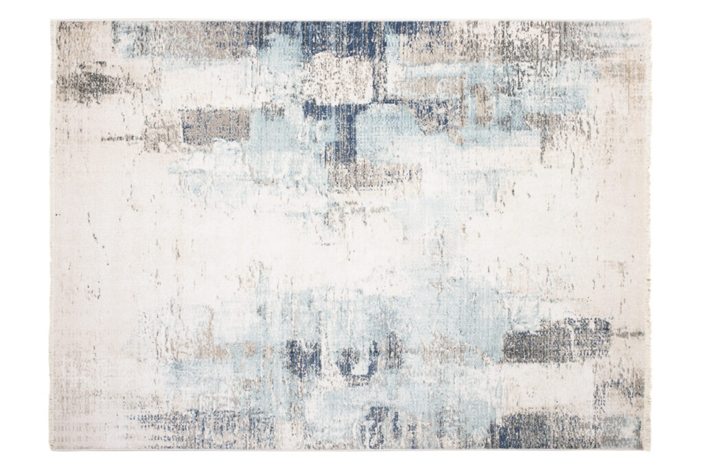 Tappeto Rivoli Crema Blu Chiaro Moderno con Frange