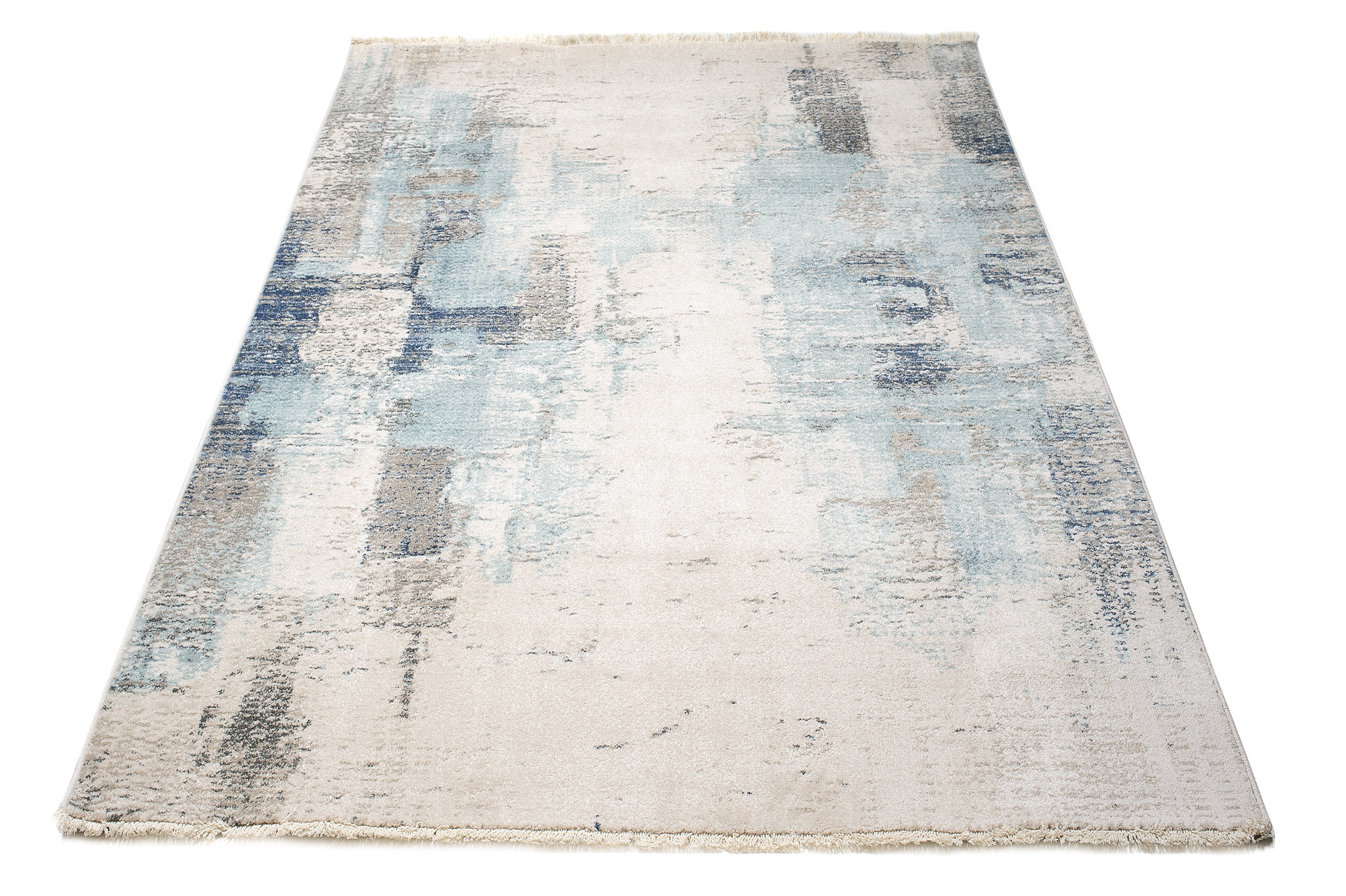 Tappeto Rivoli Crema Blu Chiaro Moderno con Frange