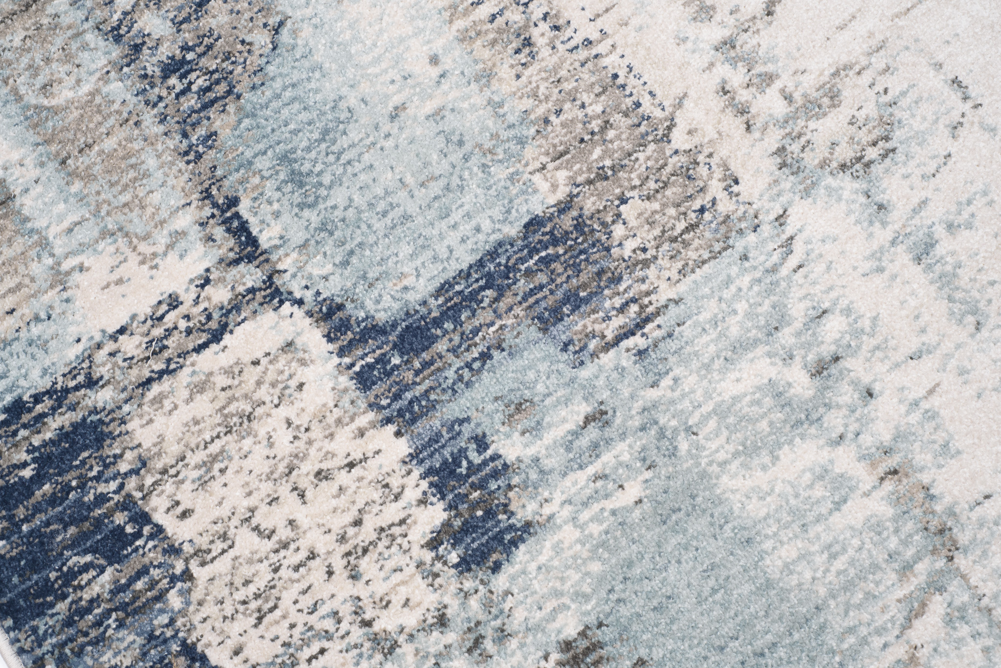 Tappeto Rivoli Crema Blu Chiaro Moderno con Frange
