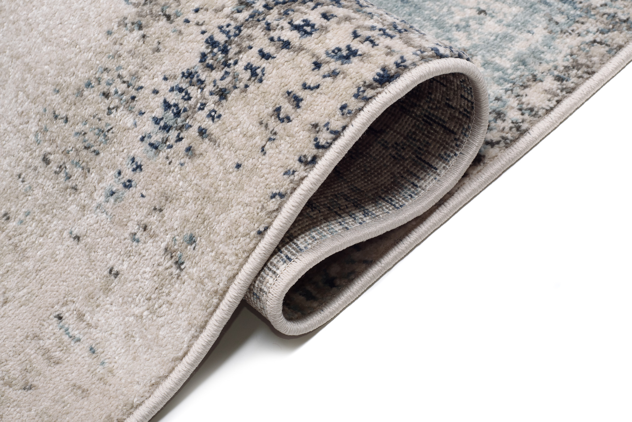 Tappeto Rivoli Crema Blu Chiaro Moderno con Frange