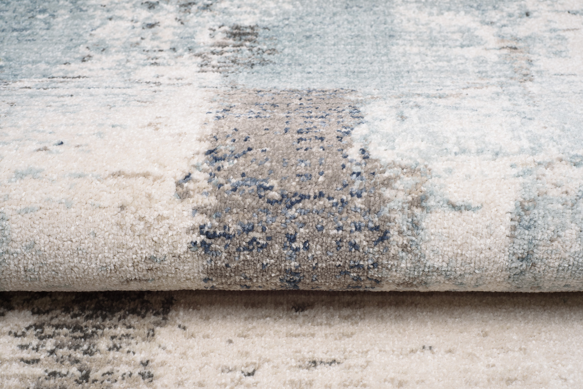 Tappeto Rivoli Crema Blu Chiaro Moderno con Frange