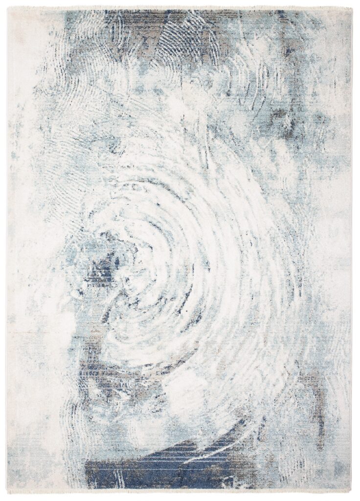 Tappeto Rivoli Moderno Crema Blu con Frange