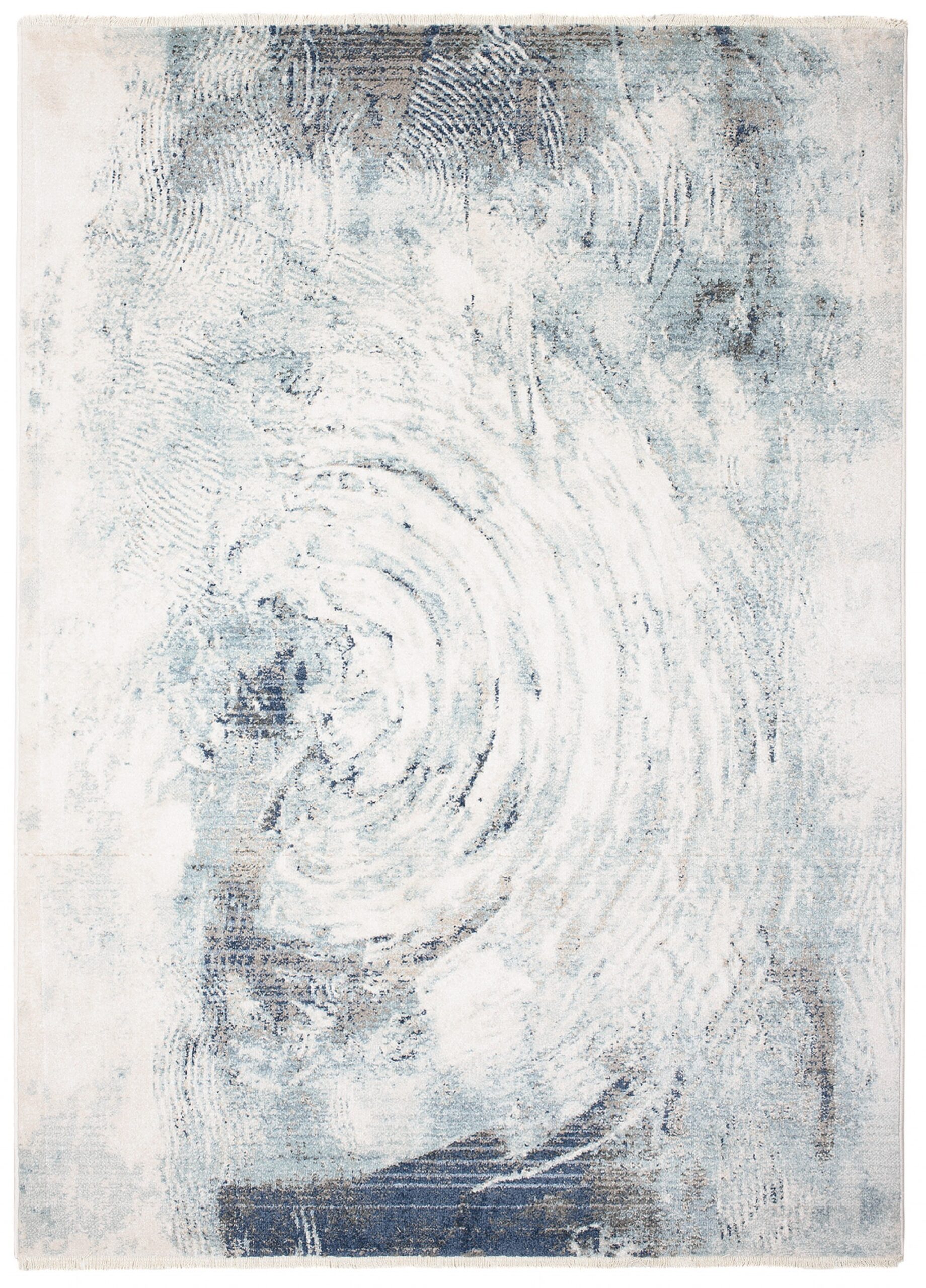 Tappeto Rivoli Moderno Crema Blu con Frange