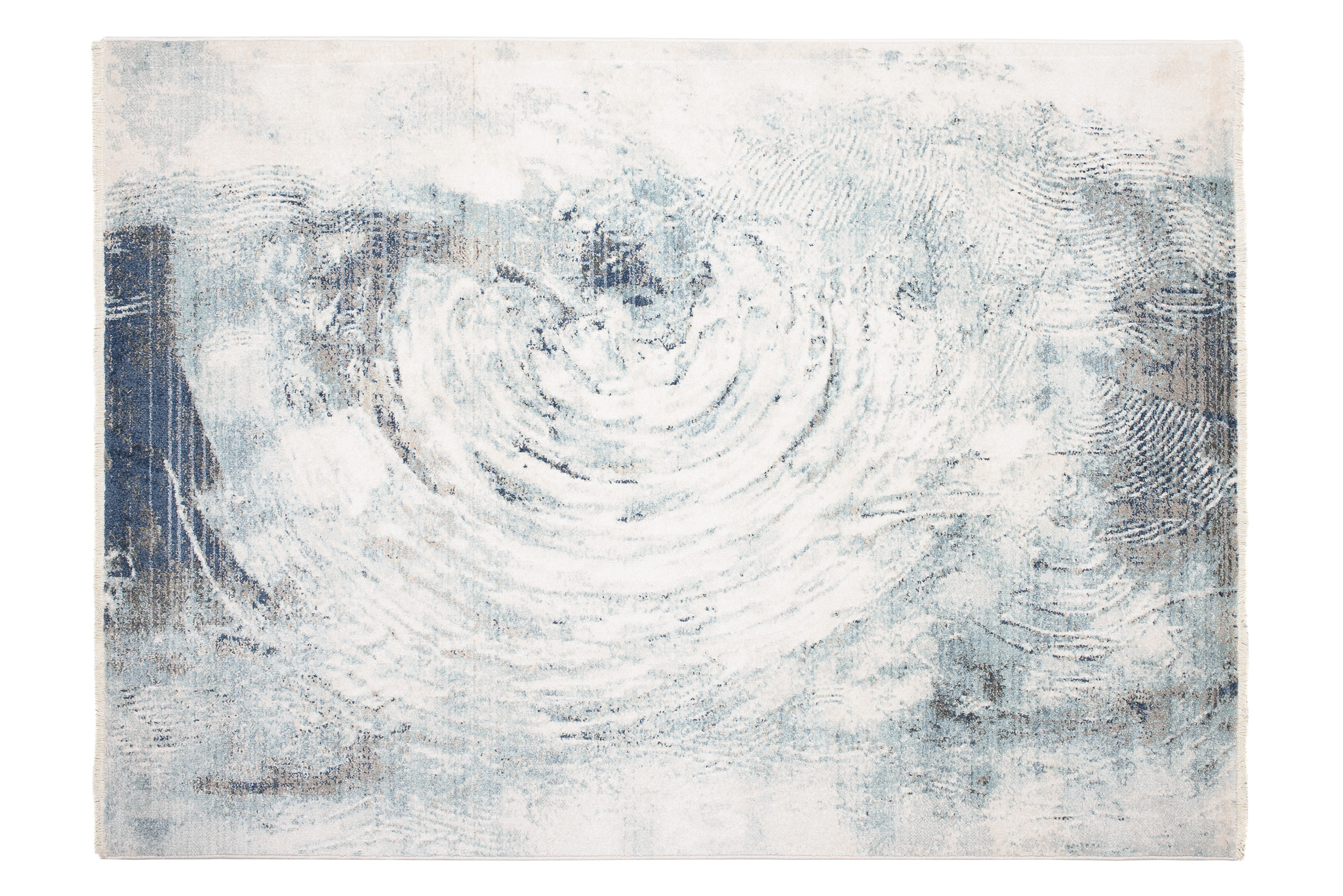 Tappeto Rivoli Moderno Crema Blu con Frange