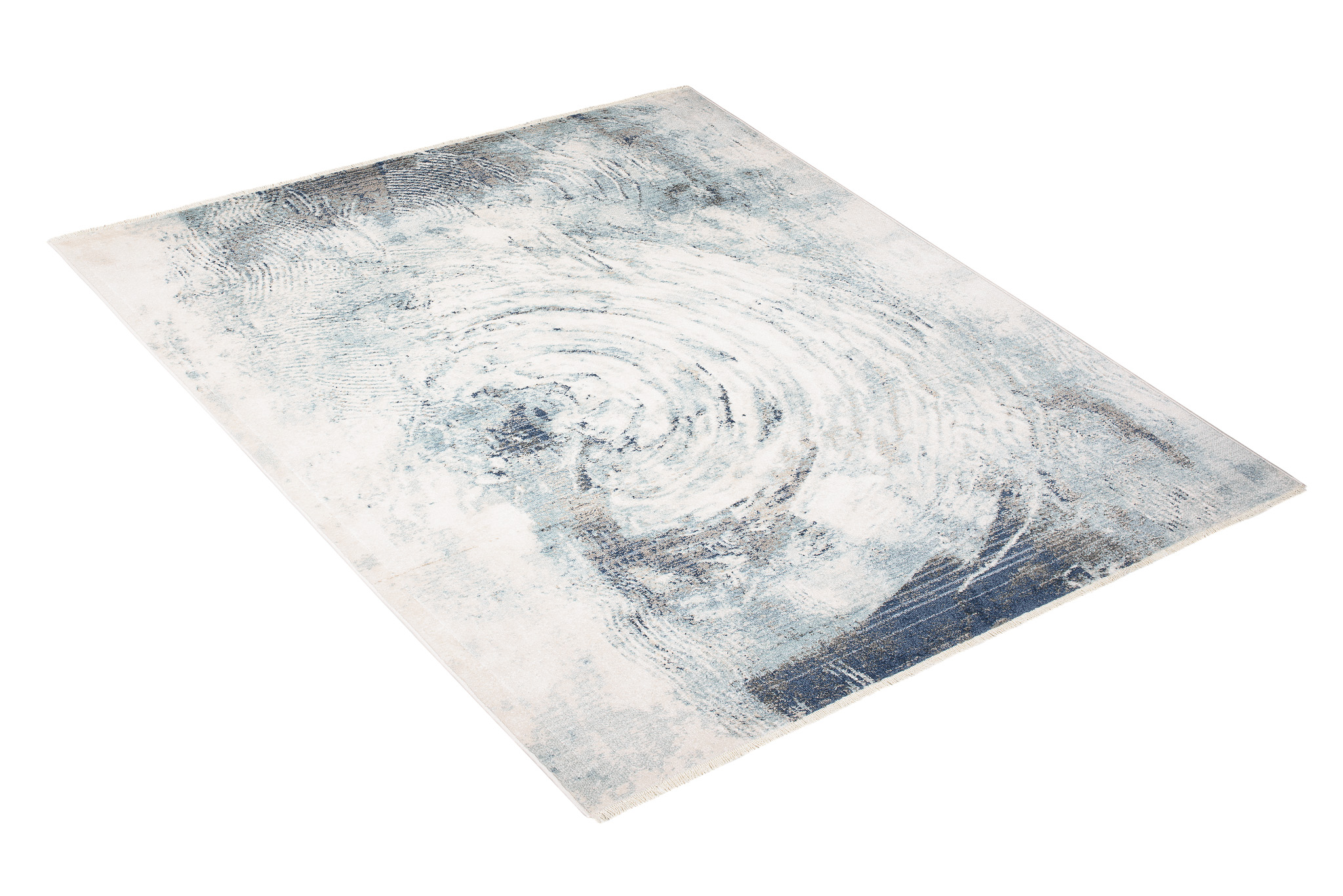 Tappeto Rivoli Moderno Crema Blu con Frange