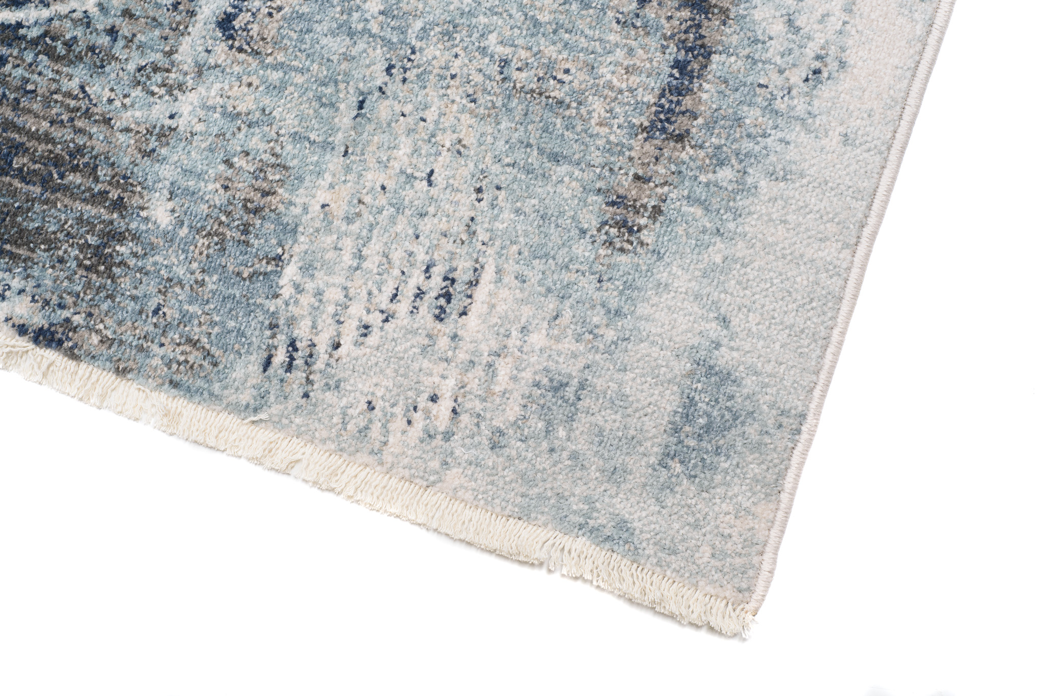 Tappeto Rivoli Moderno Crema Blu con Frange