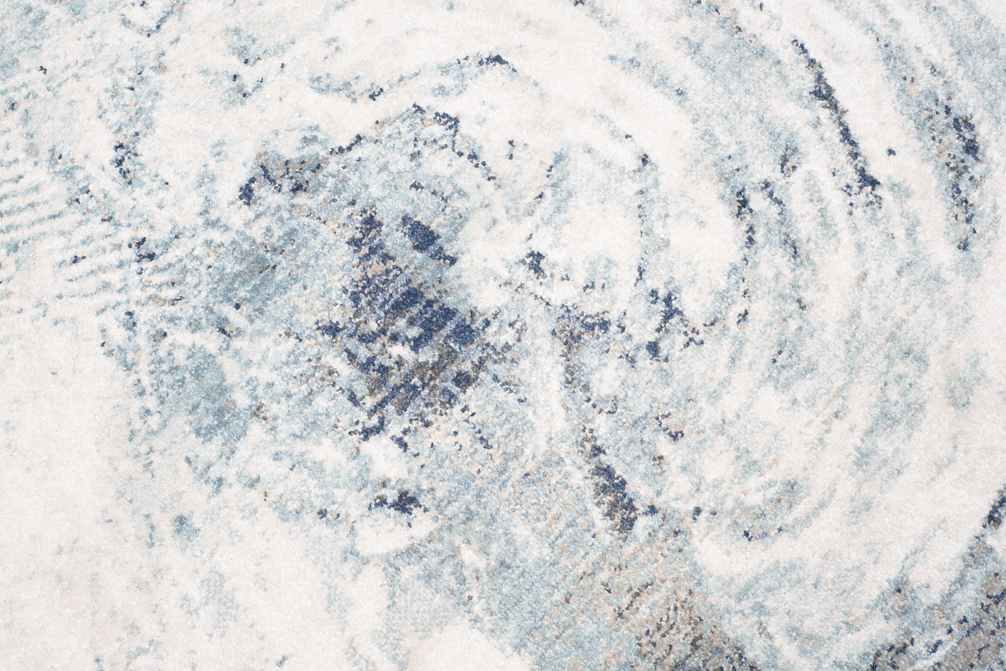 Tappeto Rivoli Moderno Crema Blu con Frange