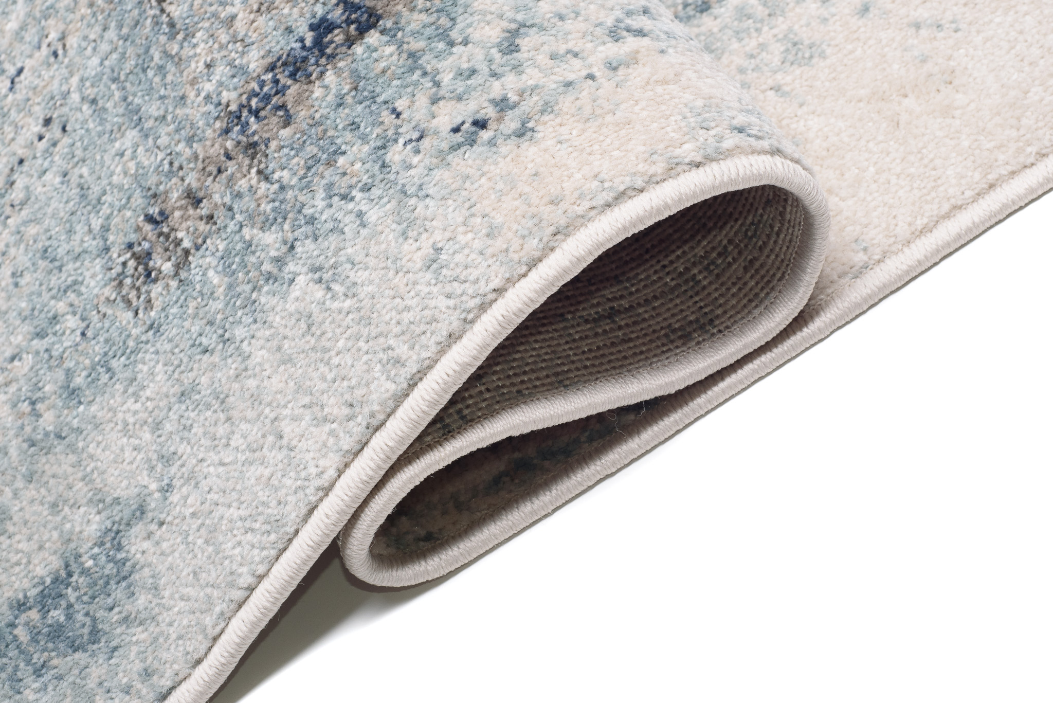 Tappeto Rivoli Moderno Crema Blu con Frange