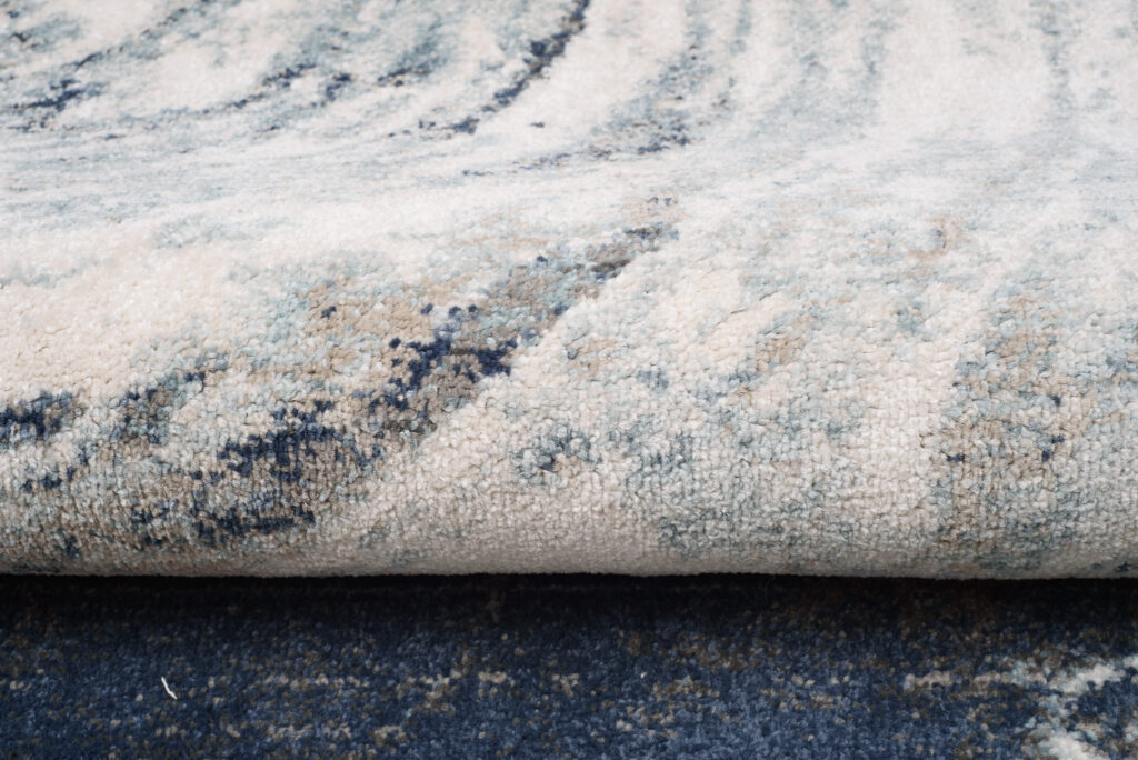 Tappeto Rivoli Moderno Crema Blu con Frange