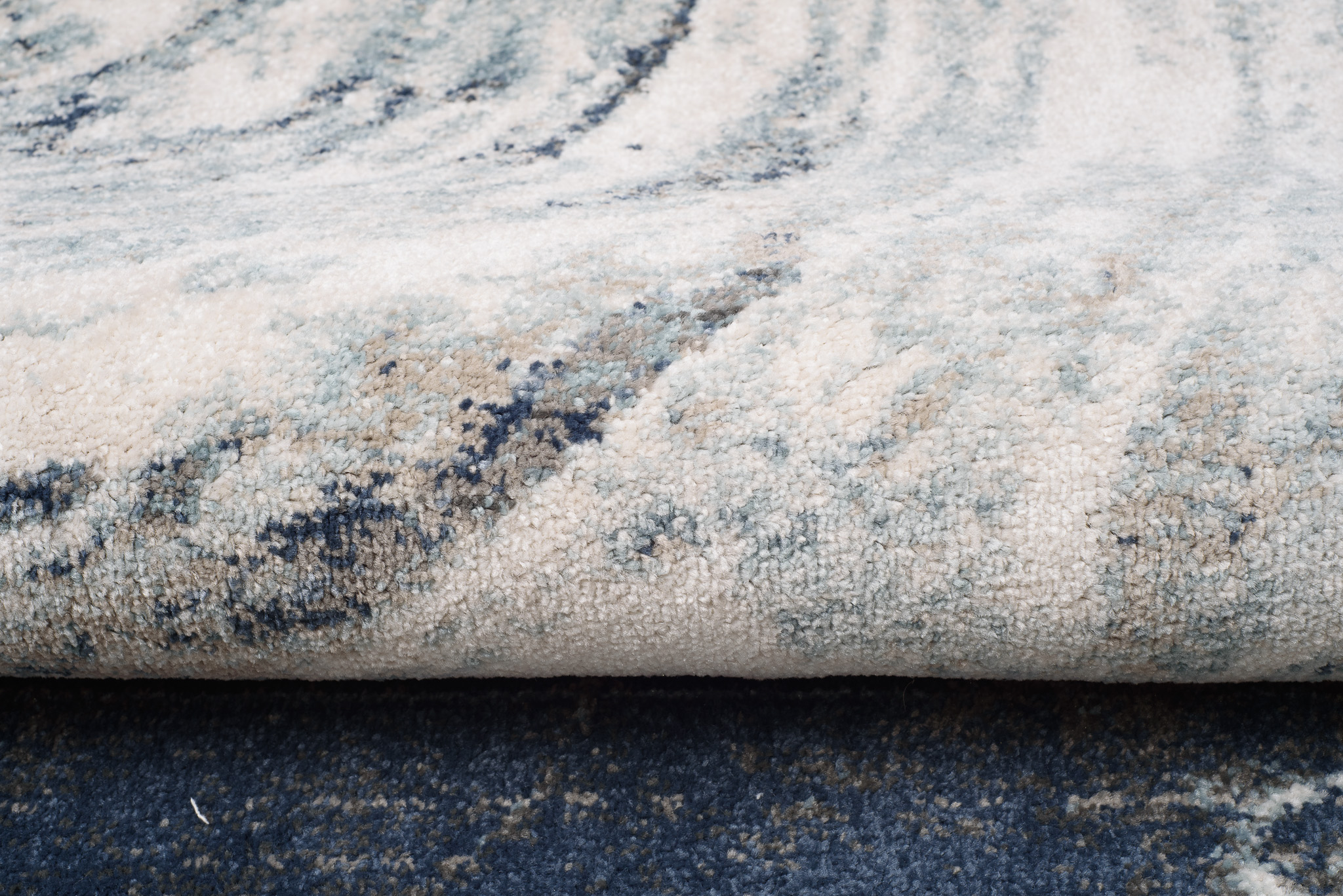 Tappeto Rivoli Moderno Crema Blu con Frange
