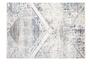 Tappeto Rivoli Geometrico Crema Blu con Frange