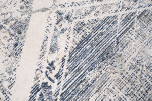Tappeto Rivoli Geometrico Crema Blu con Frange
