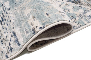 Tappeto Rivoli Geometrico Crema Blu con Frange