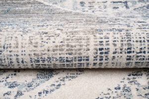 Tappeto Rivoli Geometrico Crema Blu con Frange