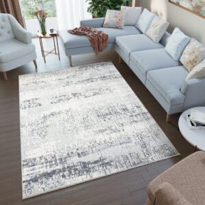 Tappeto Rivoli Sfumature Crema Blu con Frange
