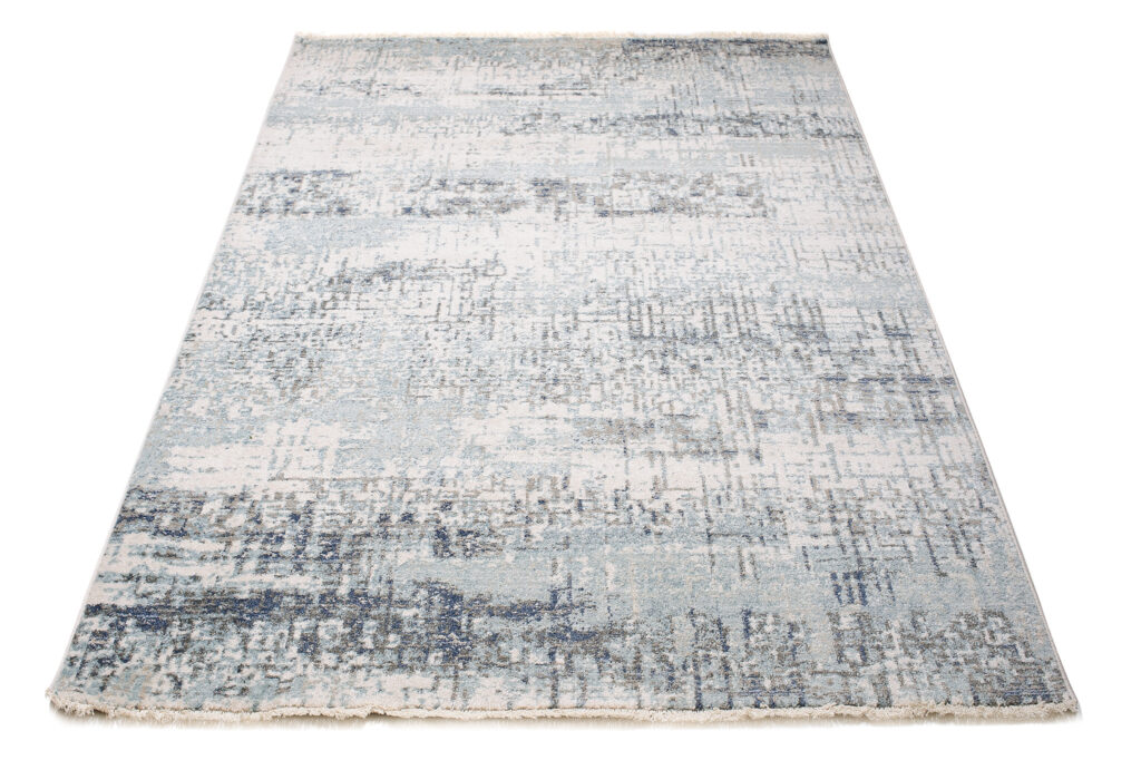 Tappeto Rivoli Sfumature Crema Blu con Frange