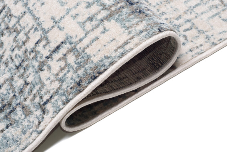 Tappeto Rivoli Sfumature Crema Blu con Frange