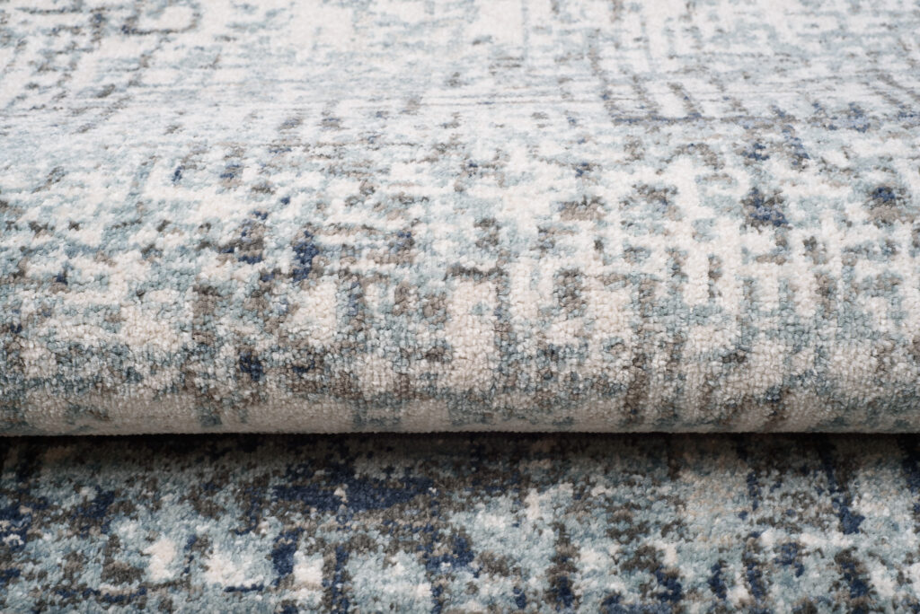 Tappeto Rivoli Sfumature Crema Blu con Frange