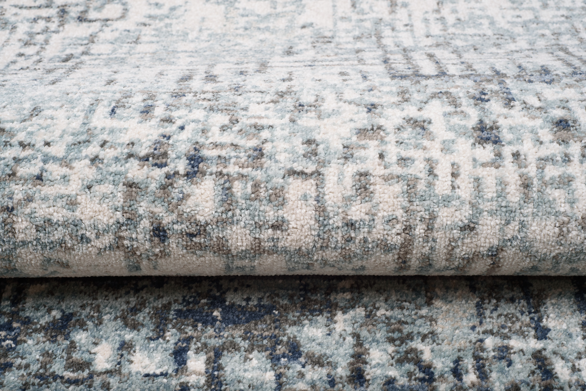 Tappeto Rivoli Sfumature Crema Blu con Frange