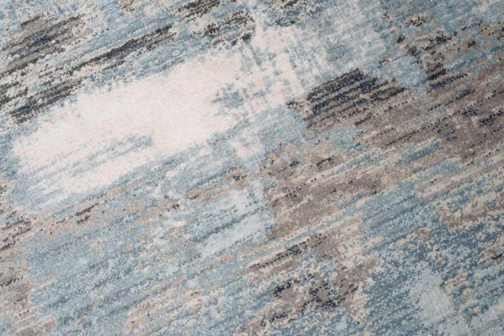 Tappeto Rivoli Crema Grigio Blu Astratto con Frange