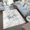 Tappeto Rivoli Crema Blu Astratto Sfumature con Frange