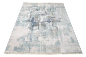 Tappeto Rivoli Crema Blu Astratto Sfumature con Frange