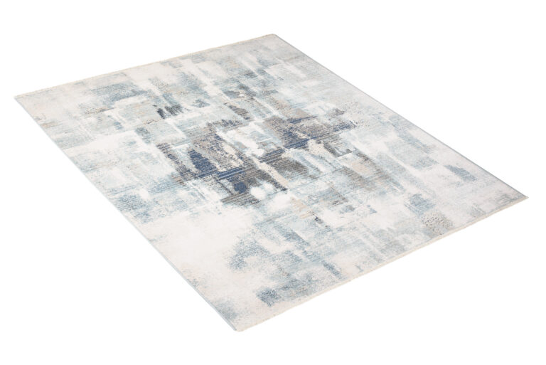 Tappeto Rivoli Crema Blu Astratto Sfumature con Frange