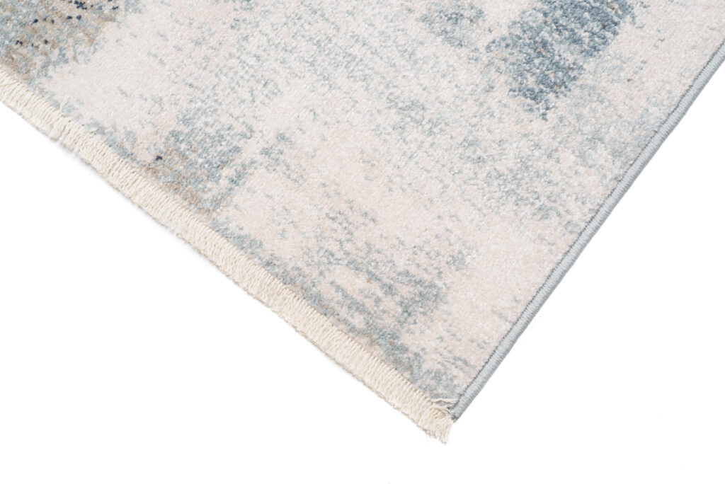 Tappeto Rivoli Crema Blu Astratto Sfumature con Frange