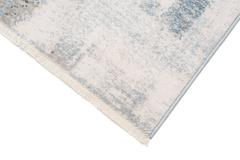 Tappeto Rivoli Crema Blu Astratto Sfumature con Frange