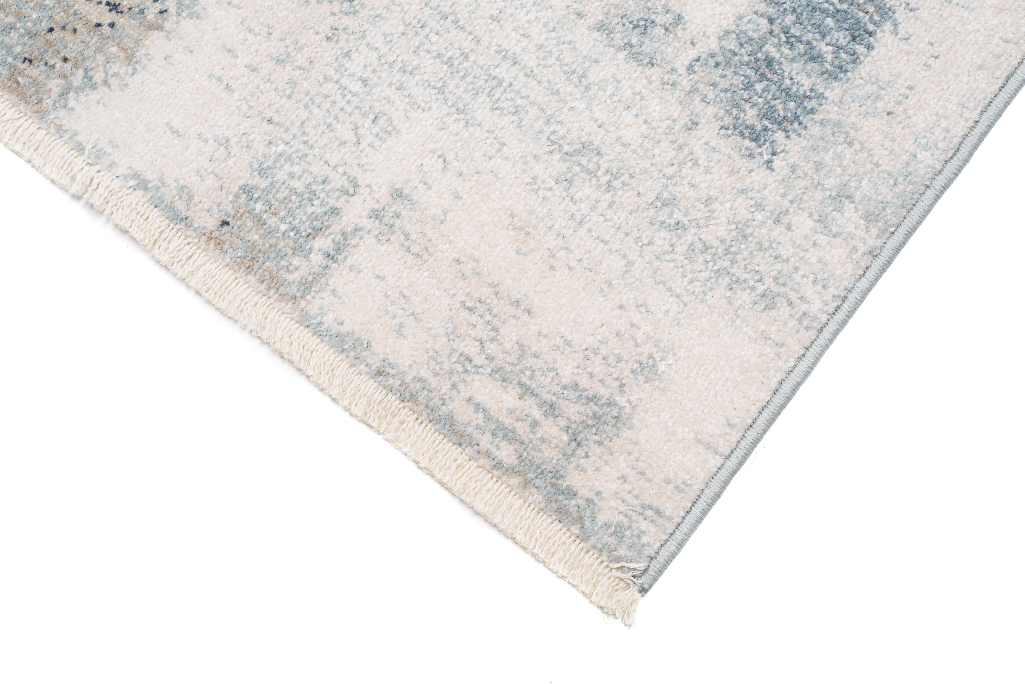 Tappeto Rivoli Crema Blu Astratto Sfumature con Frange