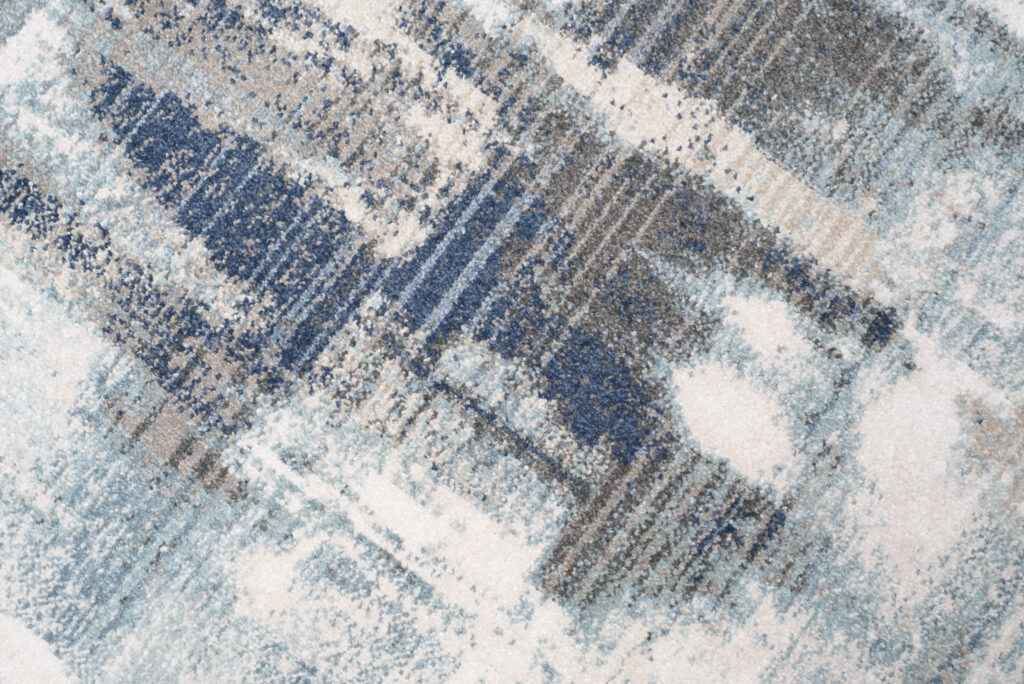 Tappeto Rivoli Crema Blu Astratto Sfumature con Frange